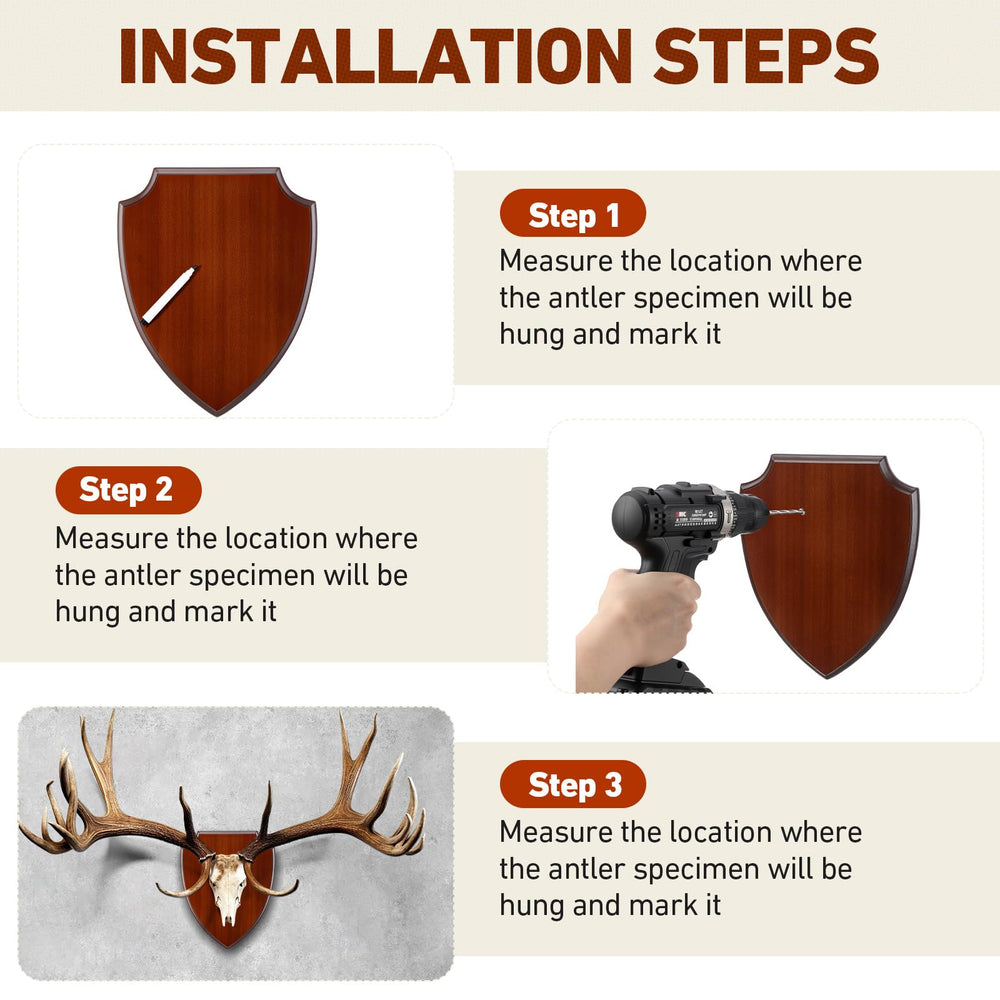 AceOrbit wood deer mount kit highlights natural walnut texture.