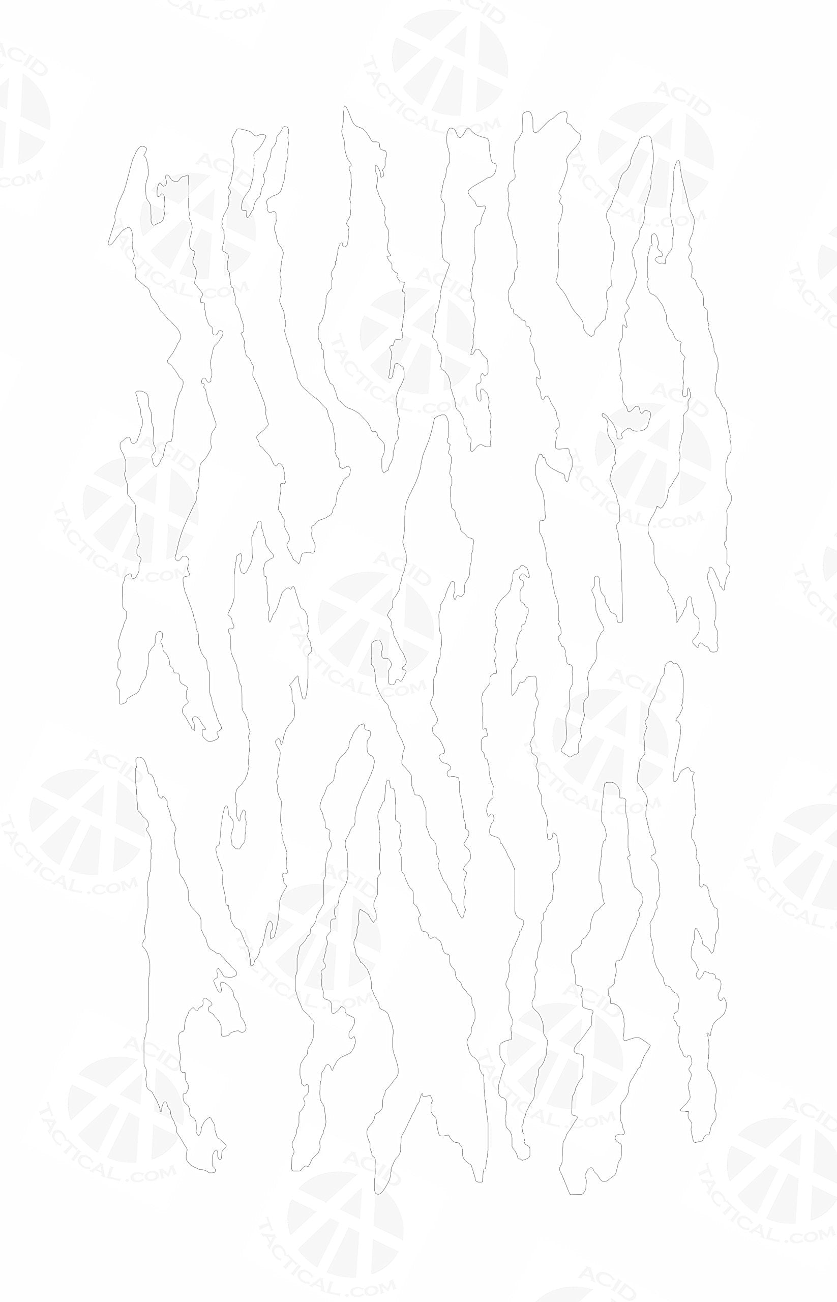 Acid Tactical torn camo design C stencil on metal offers heat-resistant visuals.