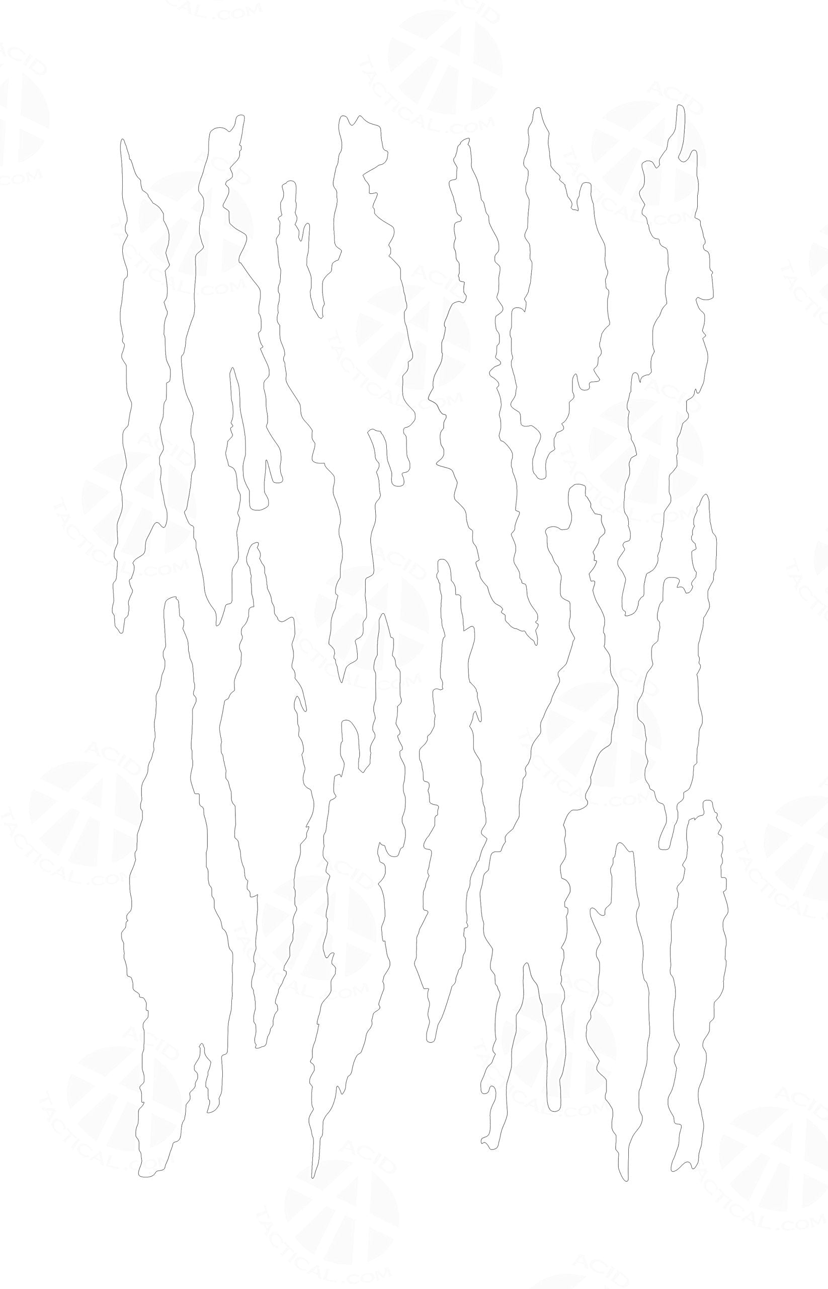 Acid Tactical torn camo design C stencil on gear helps conceal with natural tones.
