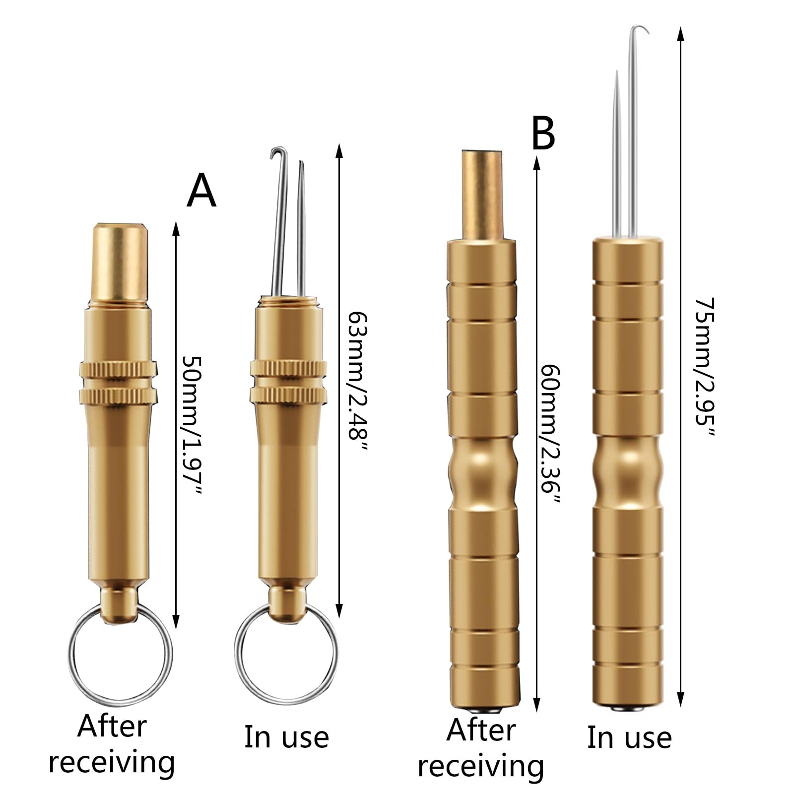 Acinkeety stainless steel needle tip provides precise hook removal.