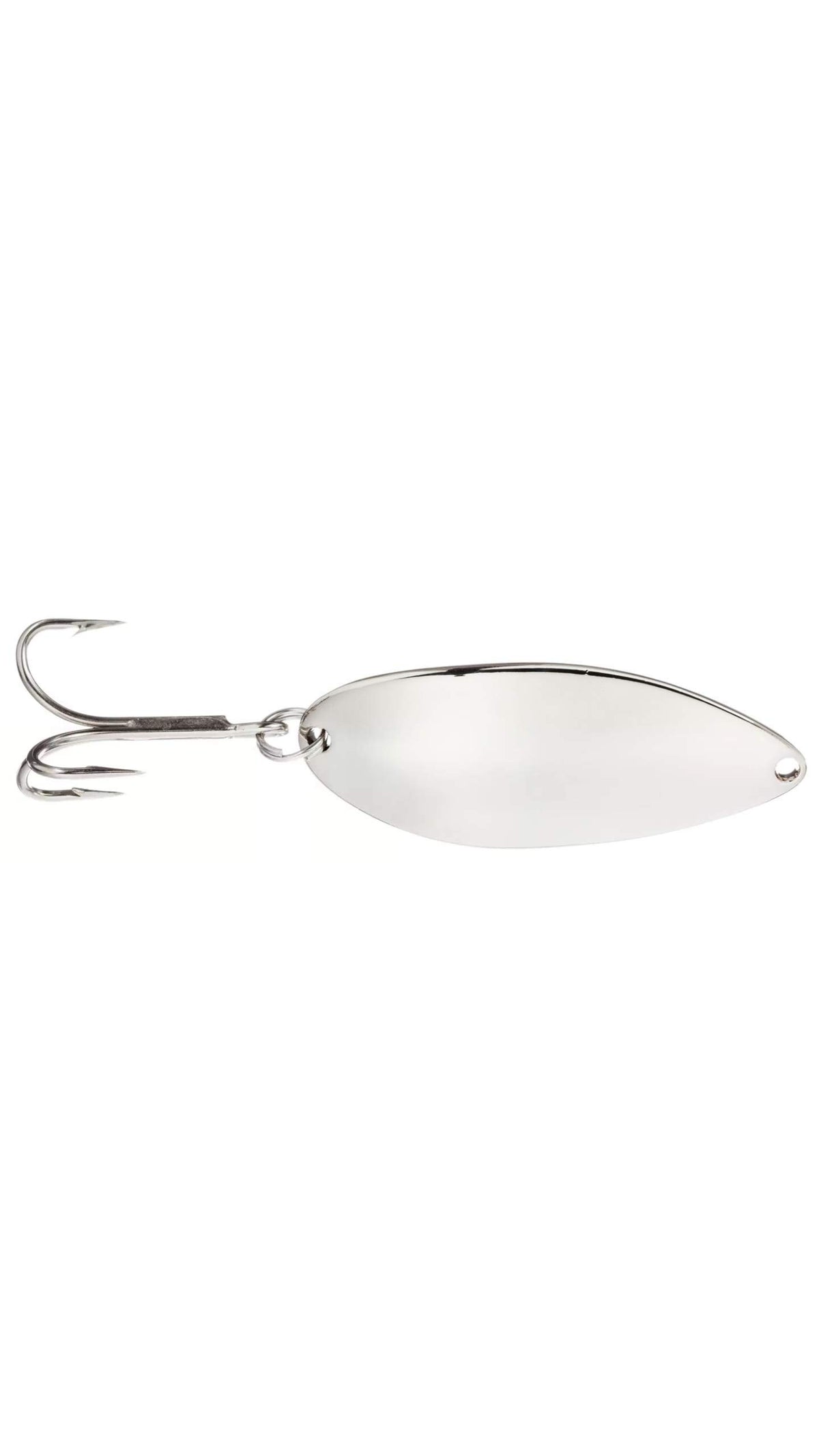Acme Little Cleo spoon shows humpbacked shape for lifelike lure motion.