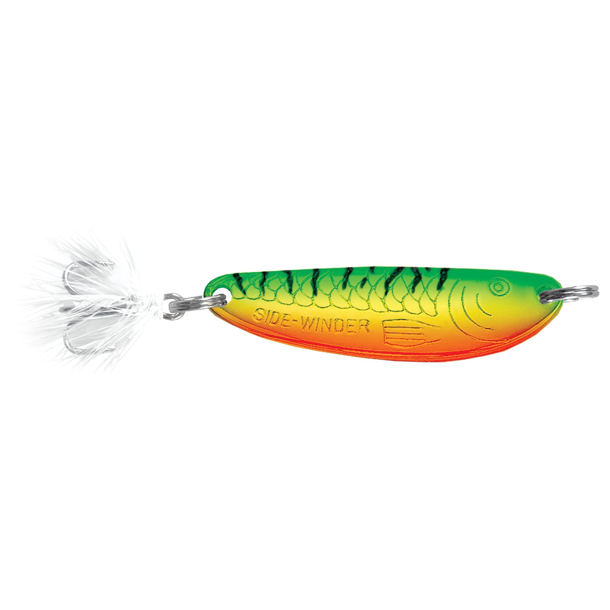 Acme Ice-Winder Flutter Spoon metallic perch finish, tempts bites with wounded-baitfish flutter
