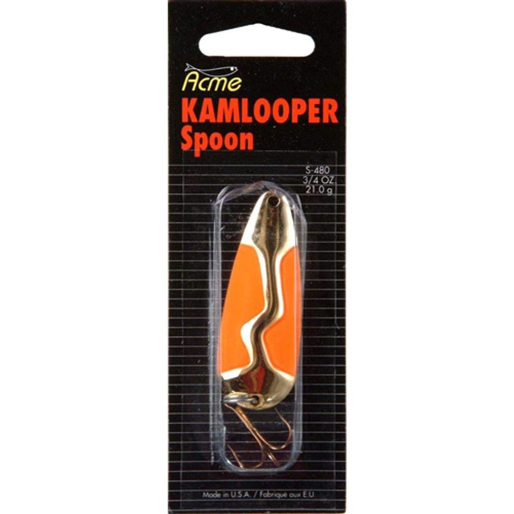 Acme Kamlooper spoon in gold/fluorescent, ideal for reaching deep feeding zones and attracting big gamefish