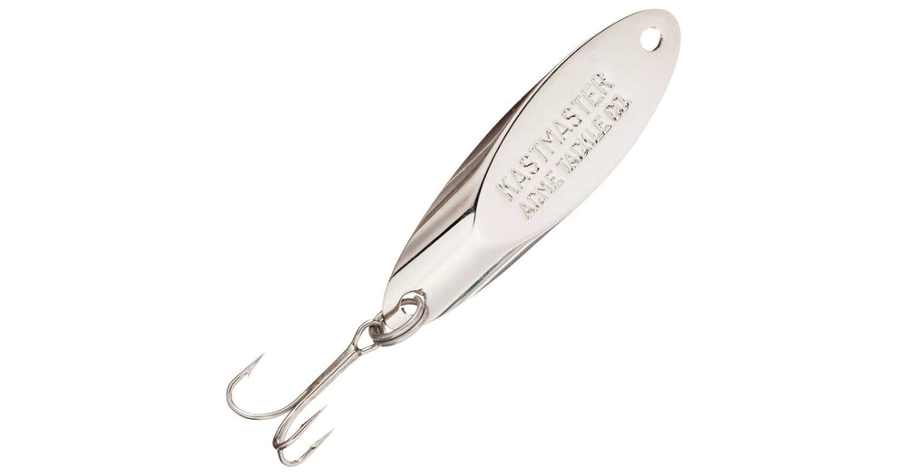Acme Kastmaster chrome 1/12 oz lure viewed from the front for long-distance casting.