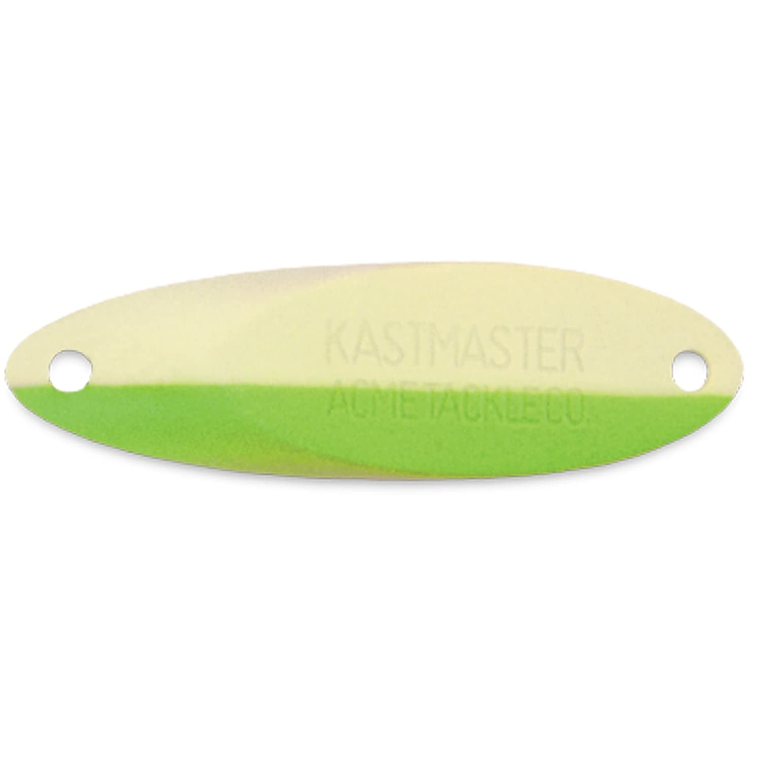 Acme Kastmaster Glow Green 3-4 oz lure for long casts and versatile freshwater and saltwater fishing.