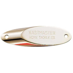 Acme Kastmaster spoon in gold chrome offers long casts and baitfish-like action for saltwater use.