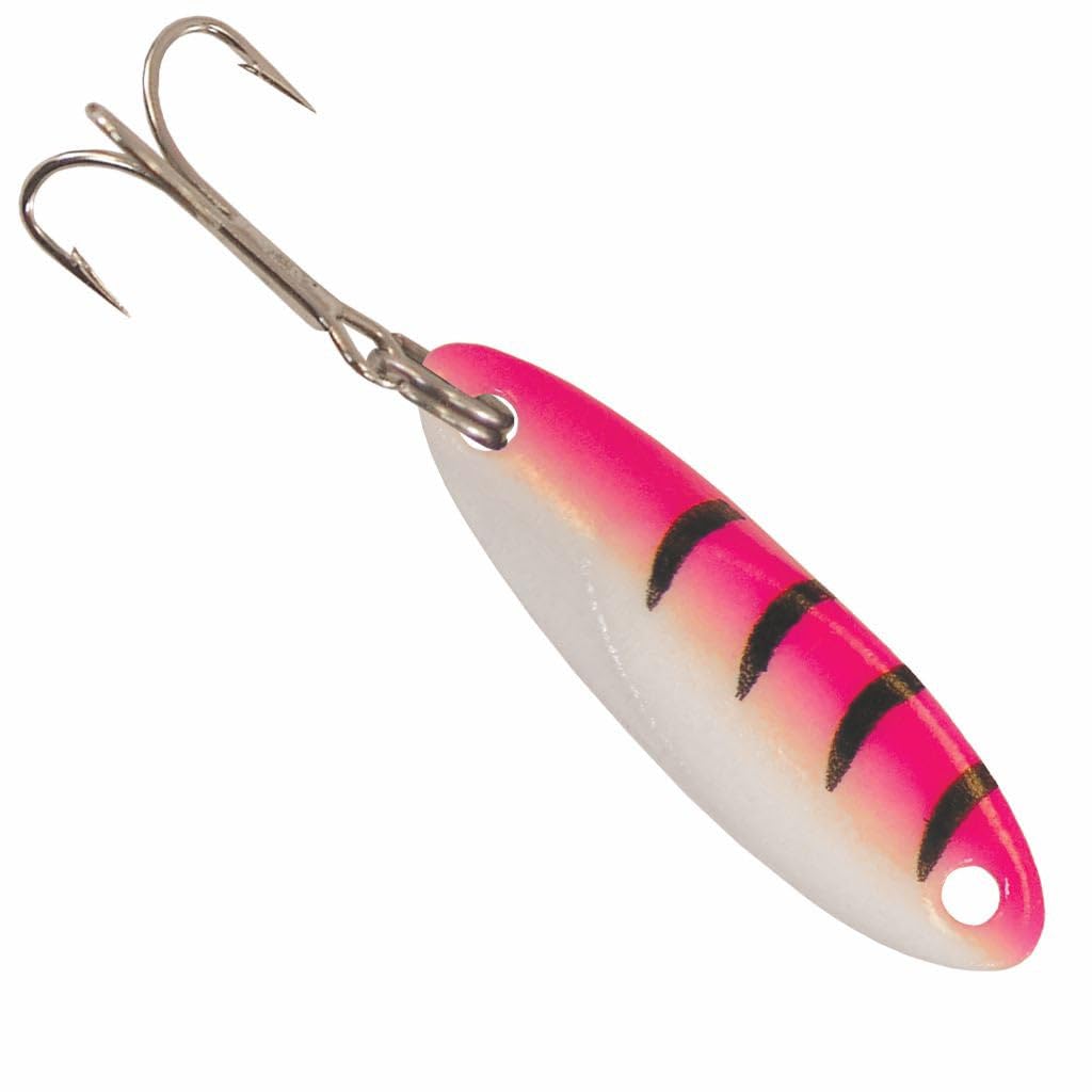 Acme Kastmaster Tigerglow ice lure sw105 pink with action and rattle for ice fishing