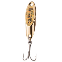 Acme Kastmaster W/TP 1/24oz gold on water surface angle promotes striking action.