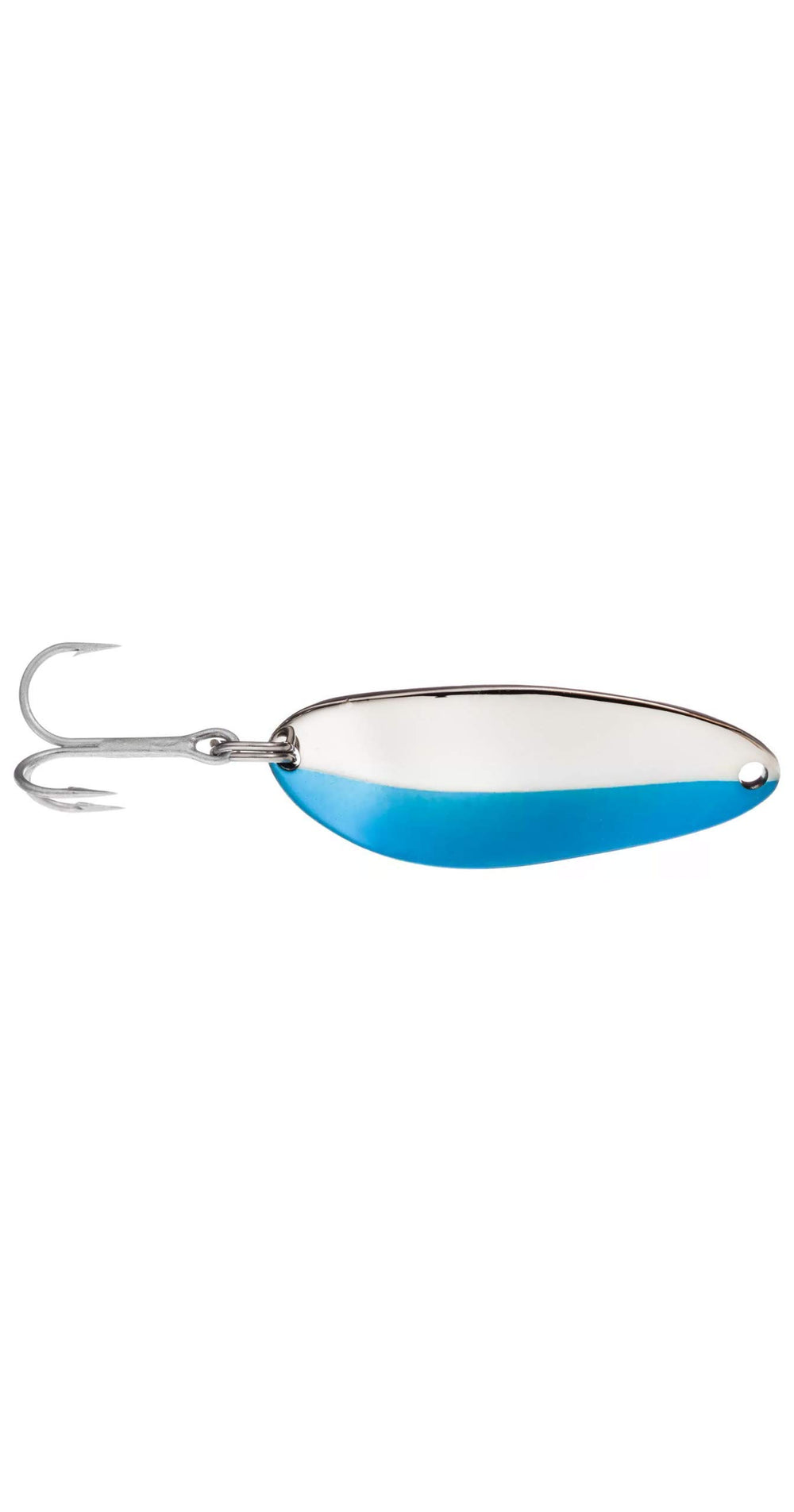 Acme Little Cleo Spoon 1/16 oz nickel neon blue front view showing bright finish and shape
