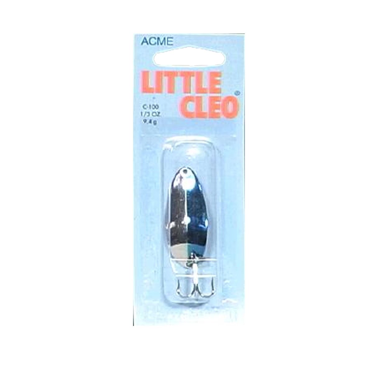 Acme Little Cleo spoon in nickel-blue demonstrates lifelike baitfish action for freshwater fishing.