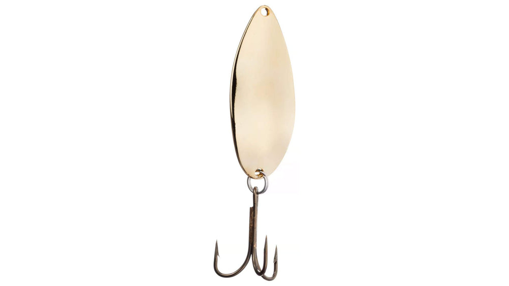 Acme C180-G Little CleoSpoon gold, front view, mimics baitfish to trigger strikes.