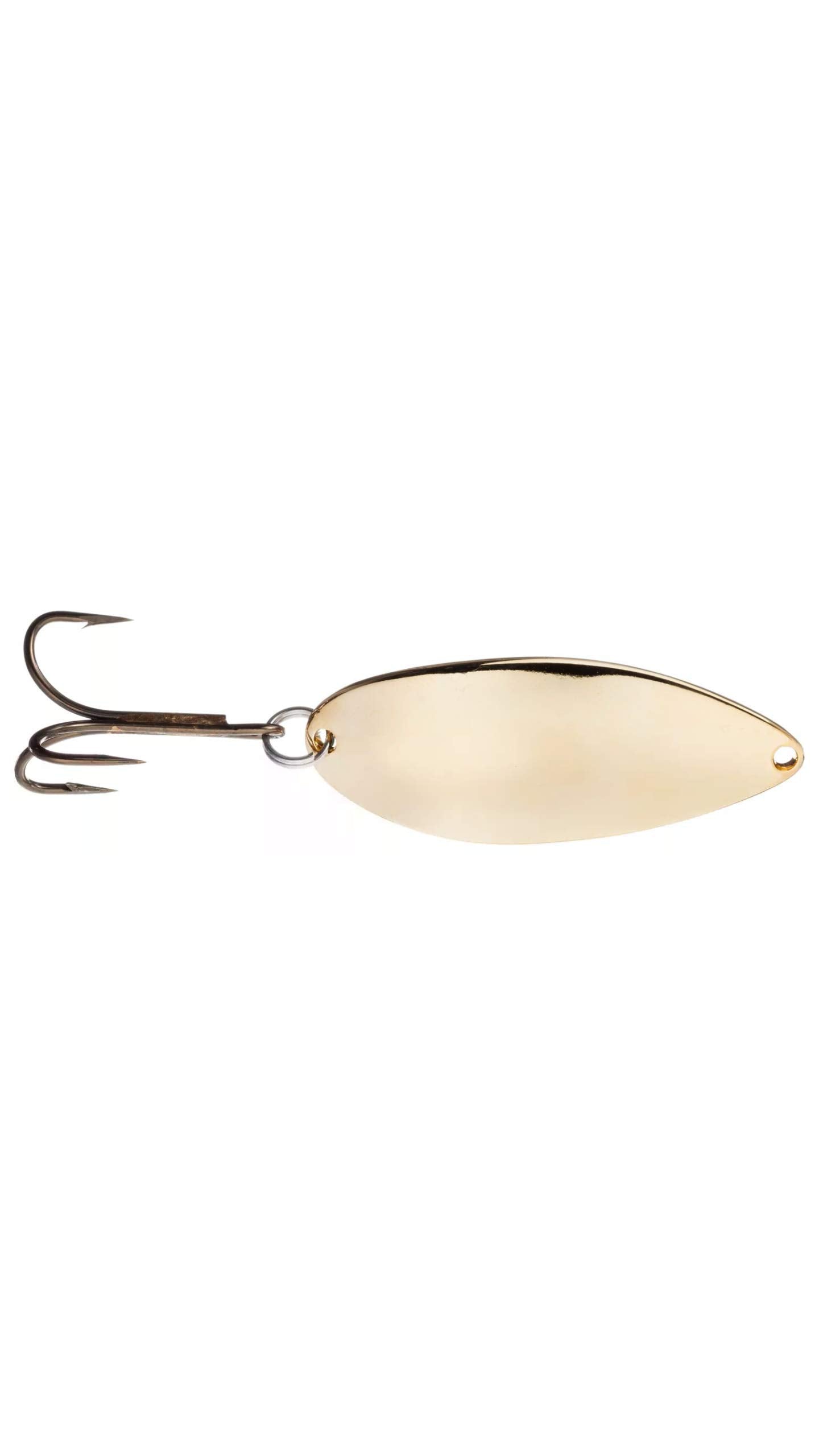 Acme C180-G Little CleoSpoon gold, side view, seductive wiggling action entices gamefish.