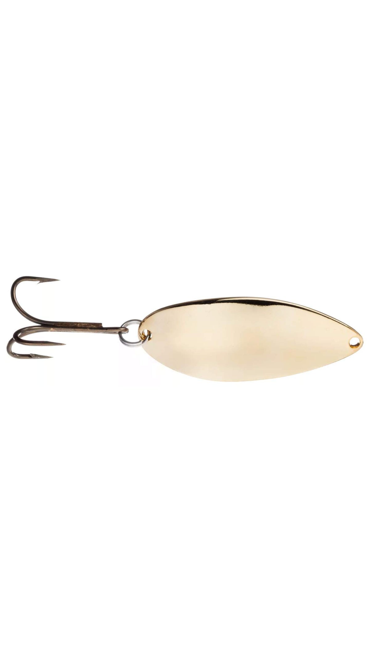 Acme C180-G Little CleoSpoon gold, side view, seductive wiggling action entices gamefish.