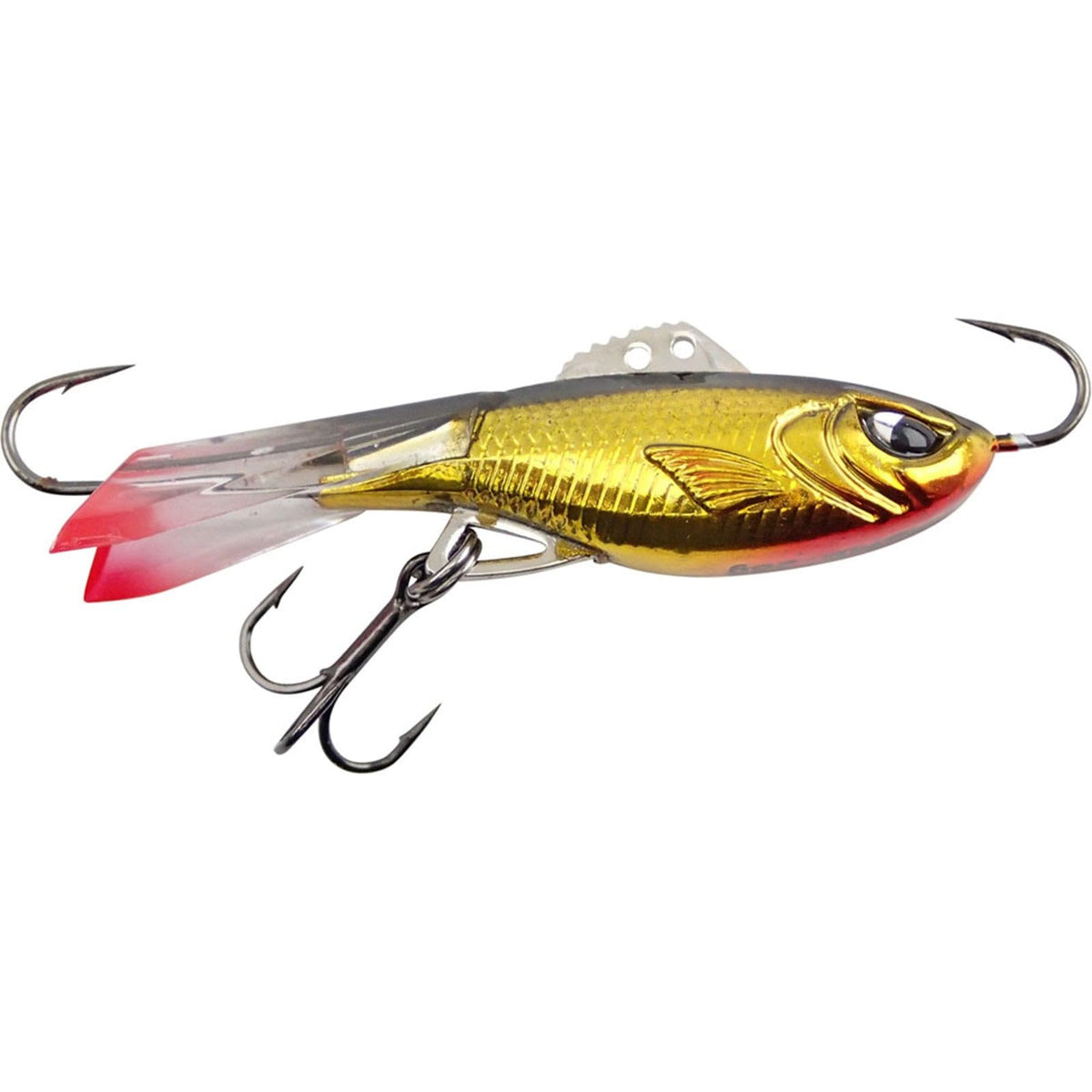 Acme Tackle Hyper-Rattle 2-inch Black Gold front view shows lifelike action and high visibility