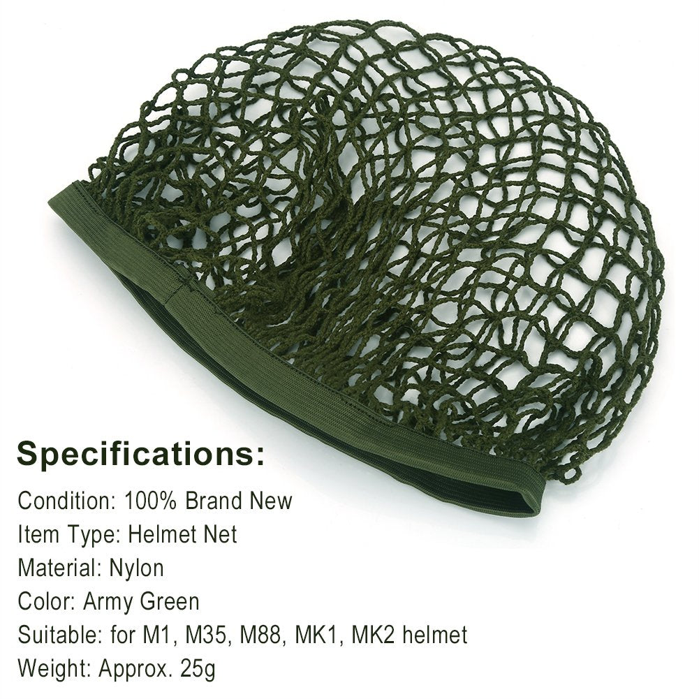 Acogedor helmet net fits ACH, M1, and M35 for versatility.