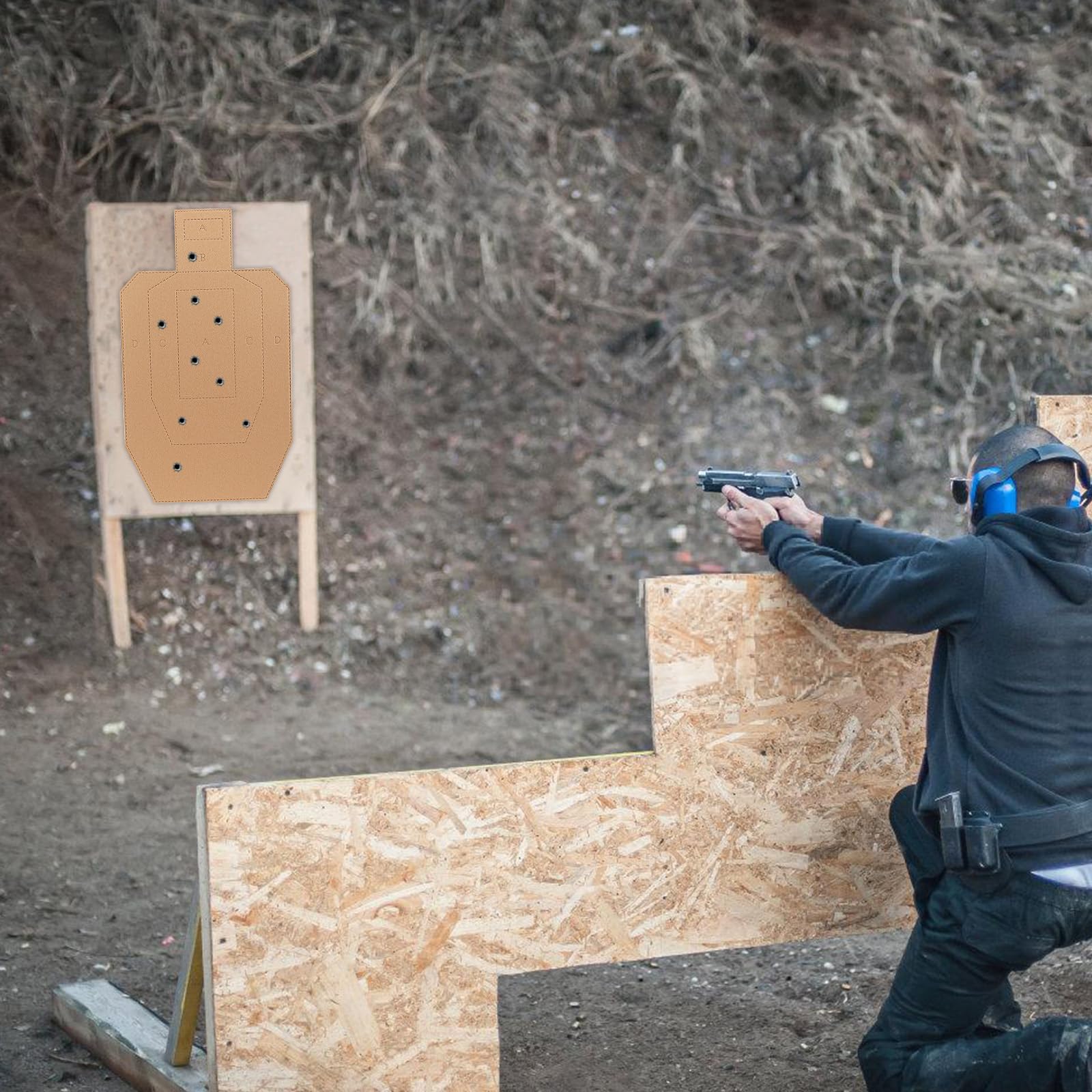 Acostop shooting targets back view, clear perforations and labeling