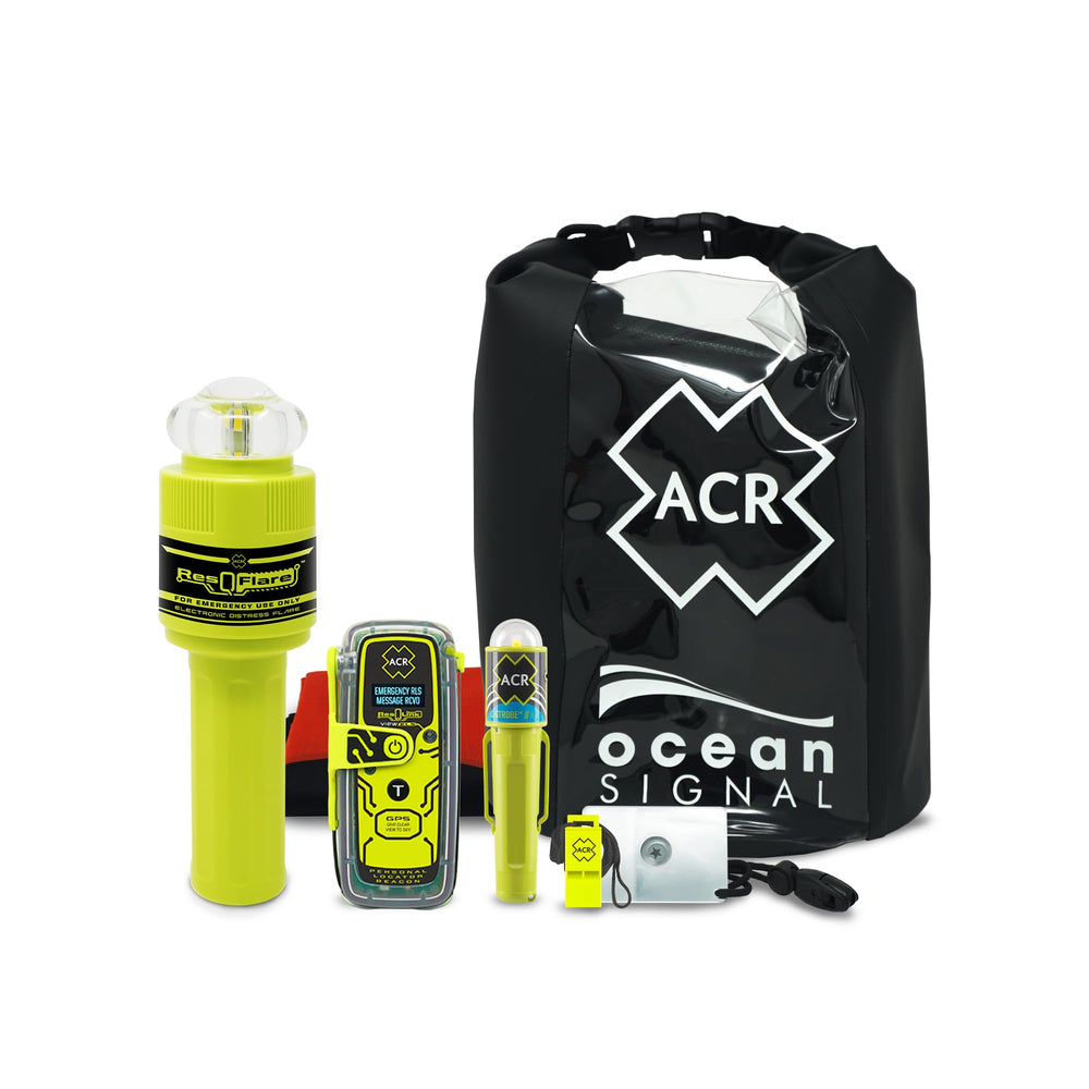 ACR ResQLink View RLS beacon shown for satellite-enabled emergency signaling.
