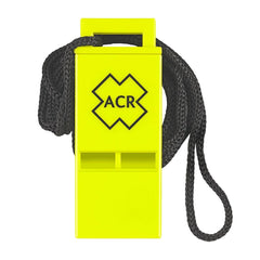 ACR Survival Res-Q Whistle with Lanyard for marine signaling and quick access.