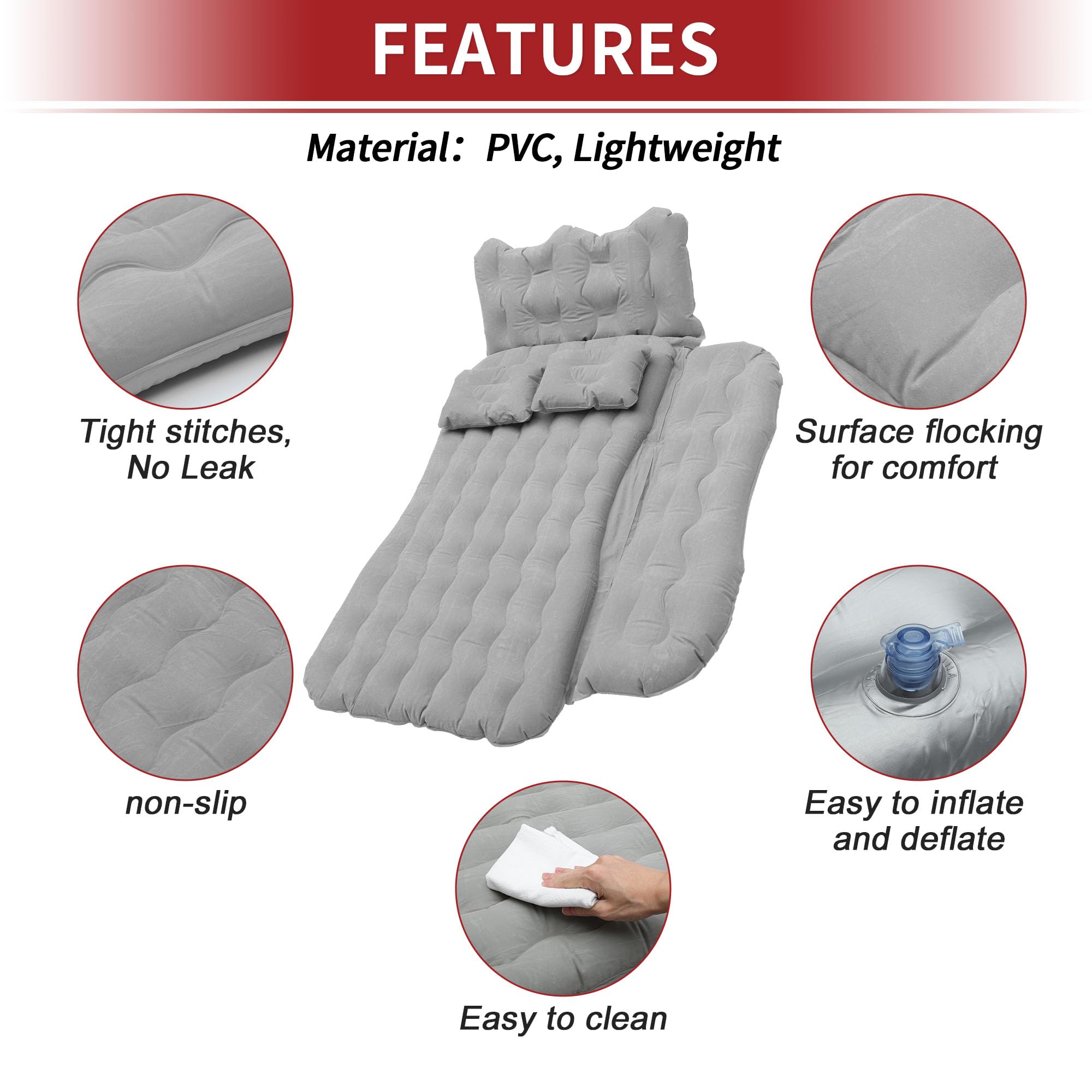 ACROPIX back-seat camping bed gray offers extra sleeping space on trips.