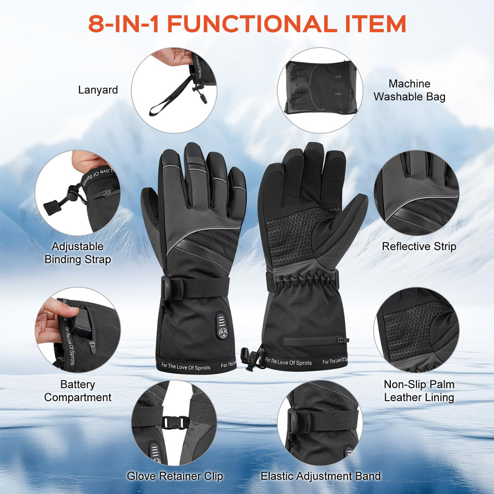 Acroutro heated gloves adjustable-strap for secure fit during activity.