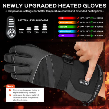 Acroutro heated gloves camouflage back view shows rugged, all-weather protection.