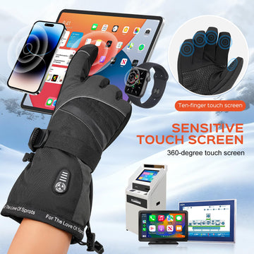 Acroutro heated gloves strap-detail enhances secure, comfortable fit during activities.