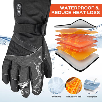 Acroutro heated gloves waterproof shell helps keep hands dry in snow.