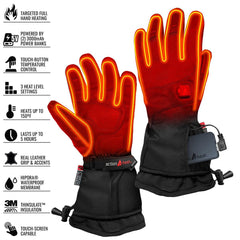 ActionHeat battery-powered gloves with 5V battery and dual charger for long outdoor sessions.