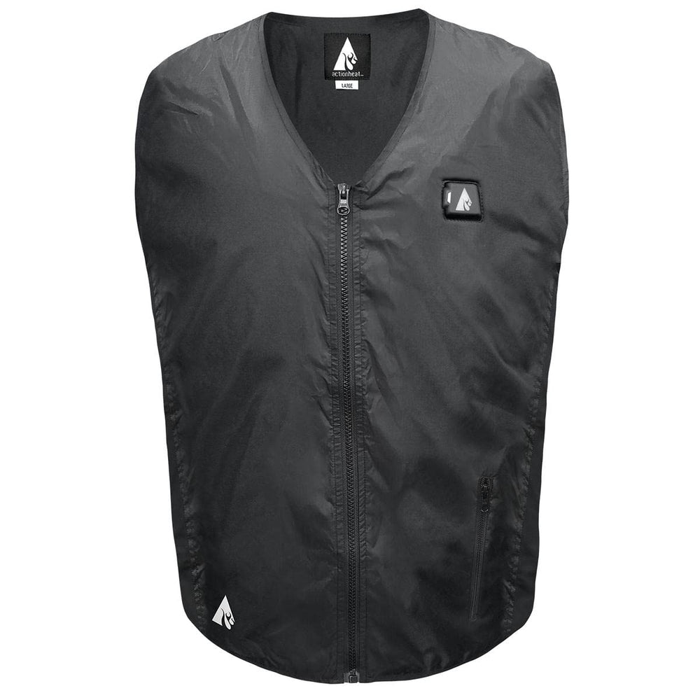 ActionHeat 5V heated vest liner upper back panel provides steady warmth during outdoor activity.
