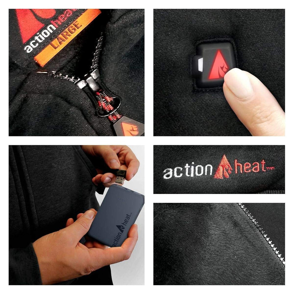ActionHeat hoodie XL packaging with USB charging kit for versatile charging