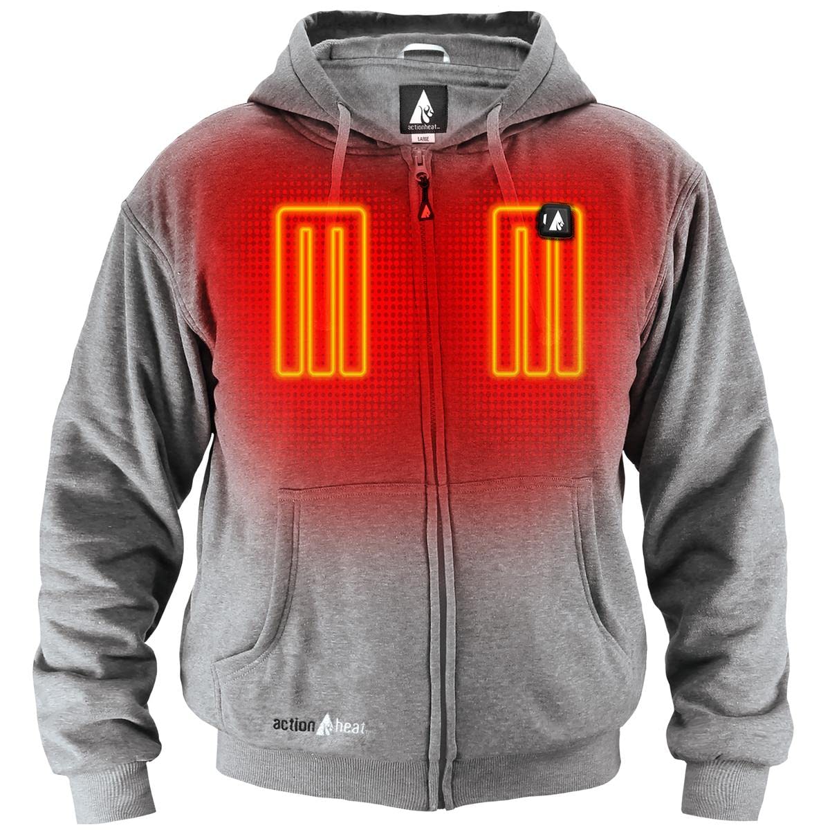 ActionHeat 5V heavyweight hoodie front view showing tri-zone heat for core warmth