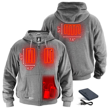 ActionHeat hoodie heating panel area close-up demonstrates targeted core heat delivery