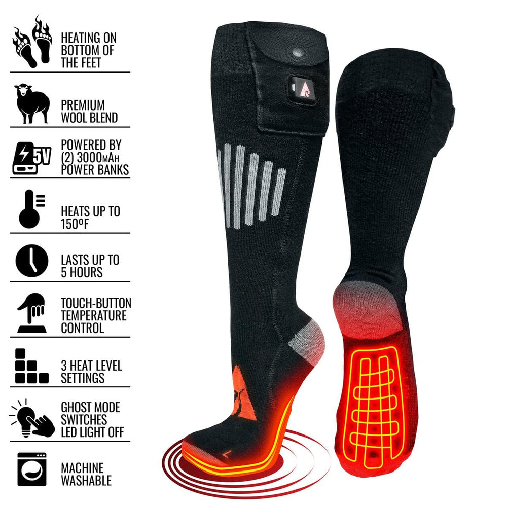 ActionHeat 5V wool socks with batteries and charger for extended warmth during outdoor activities
