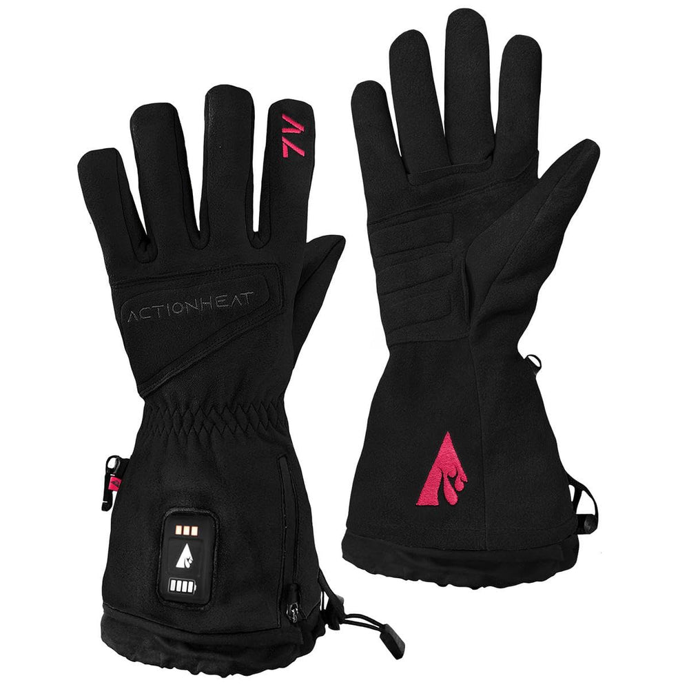 ActionHeat 7V rugged leather work gloves — back view highlighting rugged shell for harsh environments.