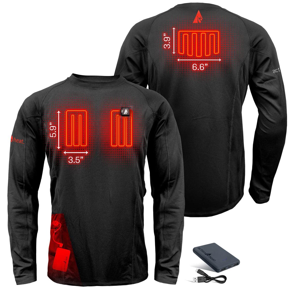 ActionHeat compact 6000mAh power bank powering the heated base layer
