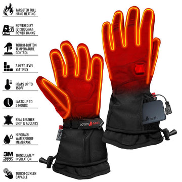 ActionHeat gloves heating system along fingers and thumbs for targeted warmth.