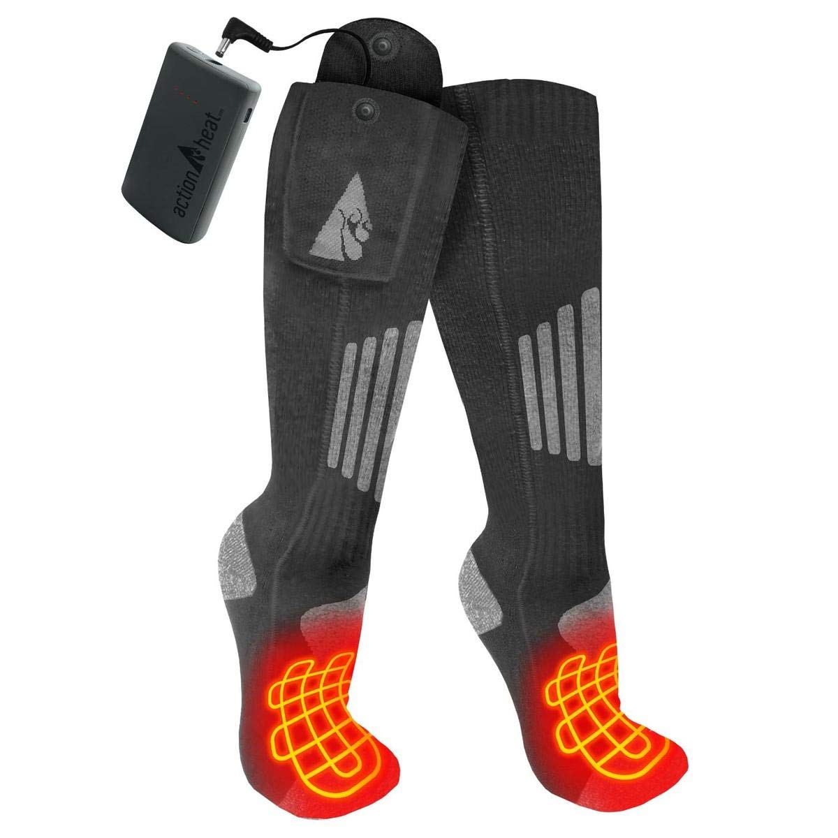 ActionHeat heated socks with remote control grey for customizable warmth outdoors