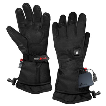 ActionHeat Mens 5V Premium Heated Gloves side view with extended gauntlet for wind protection.