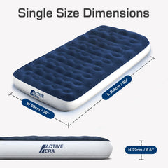 Active Era twin air mattress raised pillow supports head comfort for guests.