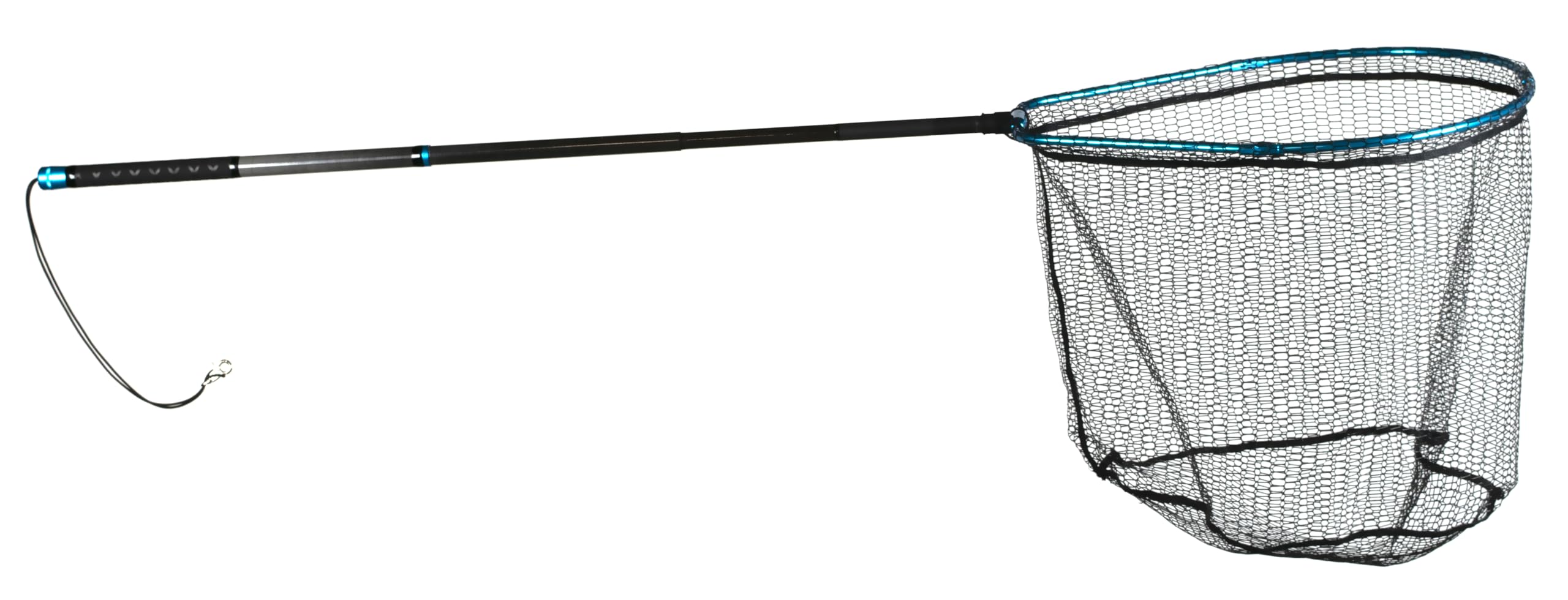 Adamsbuilt ABETFAN22 extendable tri-fold net for 22-inch fly fishing, smooth aluminum and gentle rubber coating.