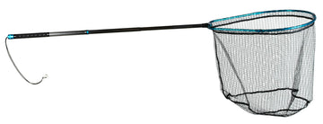 Adamsbuilt ABETFAN22 extendable tri-fold net for 22-inch fly fishing, smooth aluminum and gentle rubber coating.