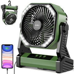 AddAcc 20000mAh camping fan compact design for portable cooling on trips.