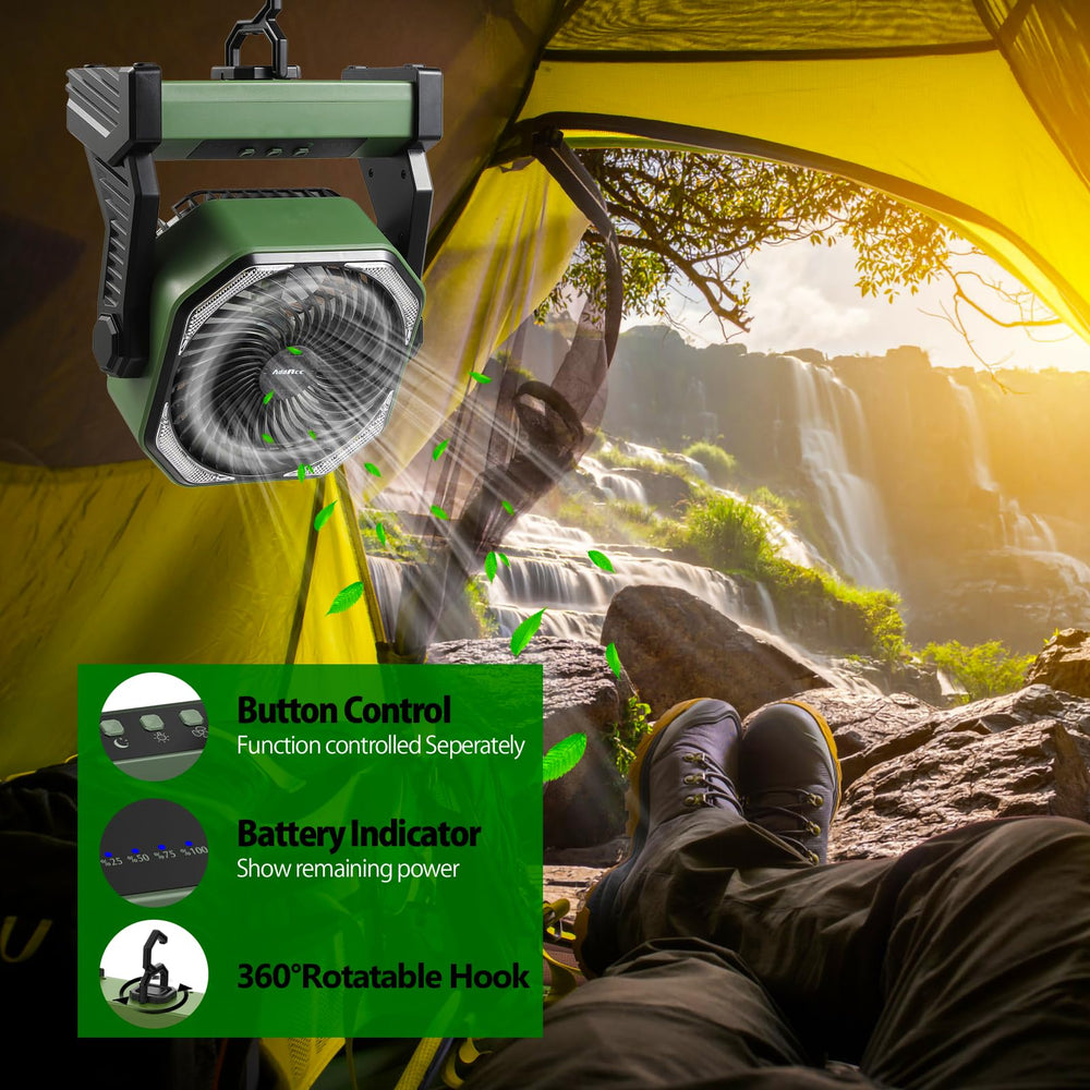 AddAcc 400 lumens LED light illuminates tents and small spaces.