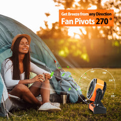 AddAcc camping fan 270-degree pivot to direct breeze from any angle