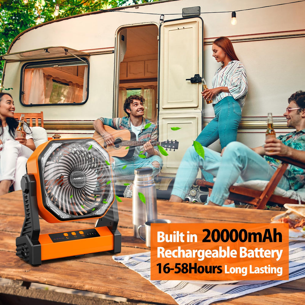 AddAcc camping fan 360-degree hook for easy ceiling-like mounting anywhere