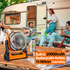 AddAcc camping fan 360-degree hook for easy ceiling-like mounting anywhere