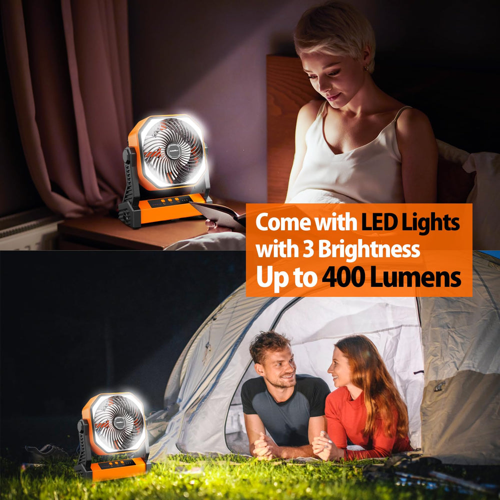 AddAcc camping fan with 400-lumen light brightens a small camp area