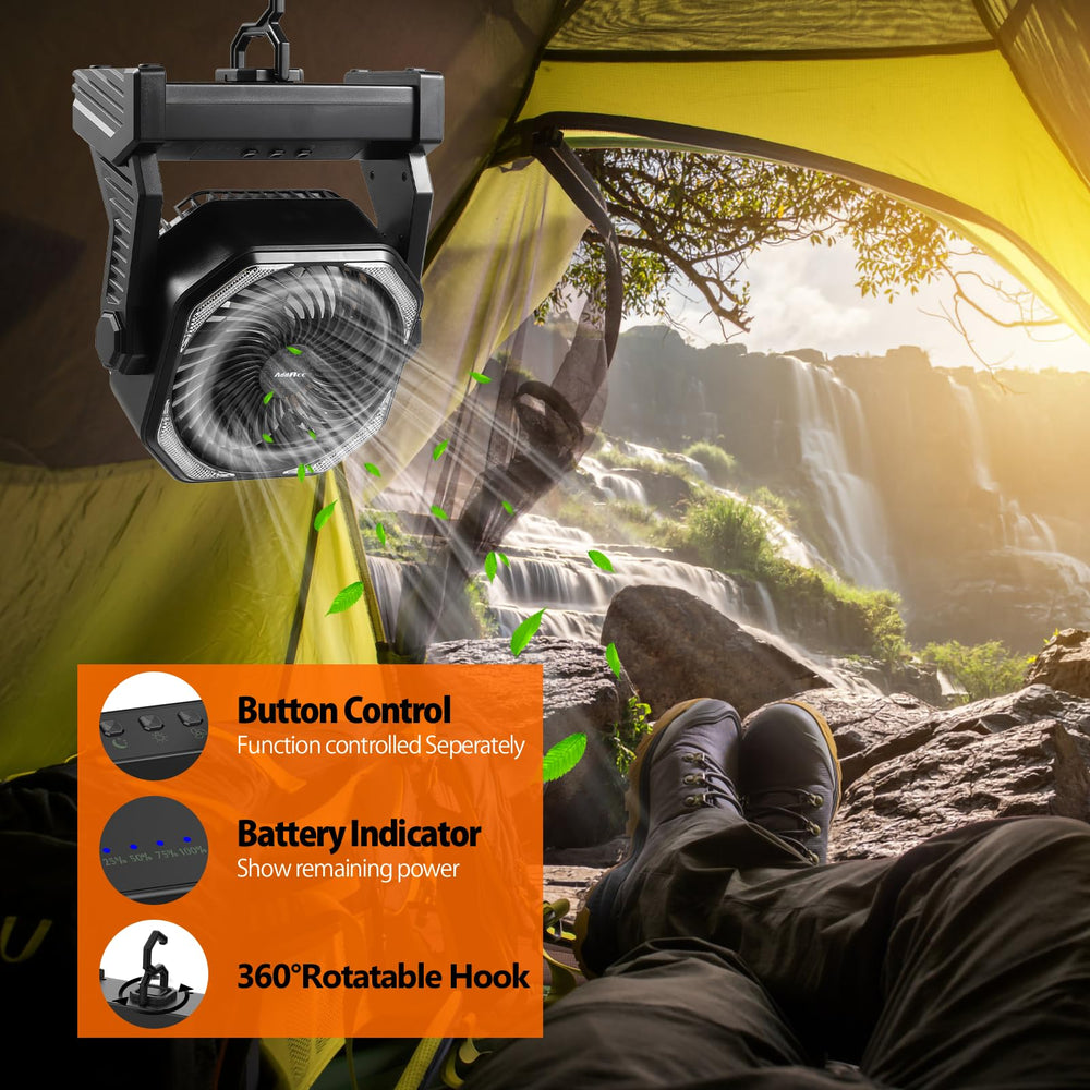 AddAcc camping fan whisper-quiet operation keeps campsites peaceful