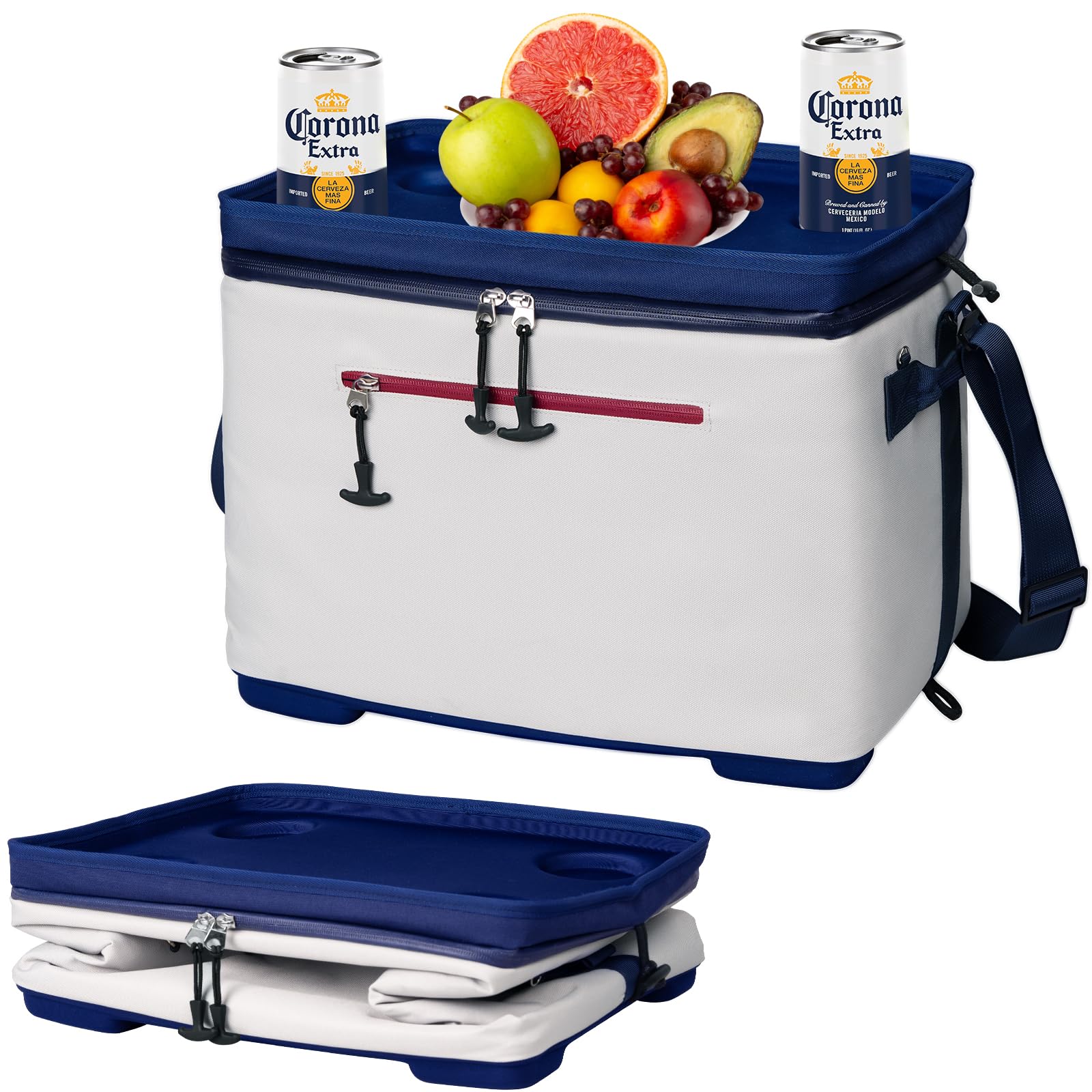 ADDIMOR collapsible cooler box with lid open for easy access and drinks on the go