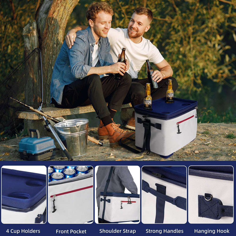 ADDIMOR convertible design with four cup holders on lid acting as a mini table